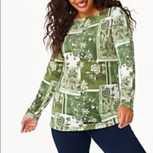 Denim & Co. Printed Heavenly Jersey Boat Neck Tunic